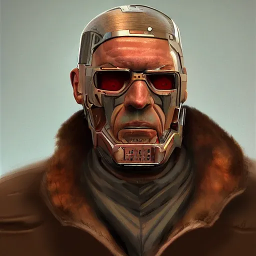 Image similar to A portrait of brutal soviet granddad cyborg by Edurard Nabiullin, Trending on artstation.