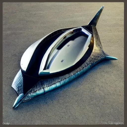 Image similar to Tuna shaped spaceship, elegant, futuristic