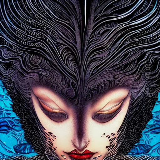 Prompt: closeup of black swan melting, by yoichi hatakenaka, masamune shirow, josan gonzales and dan mumford, ayami kojima, takato yamamoto, barclay shaw, karol bak