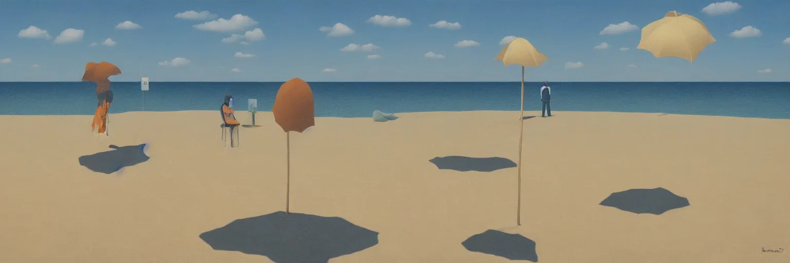 Prompt: beach painting magritte