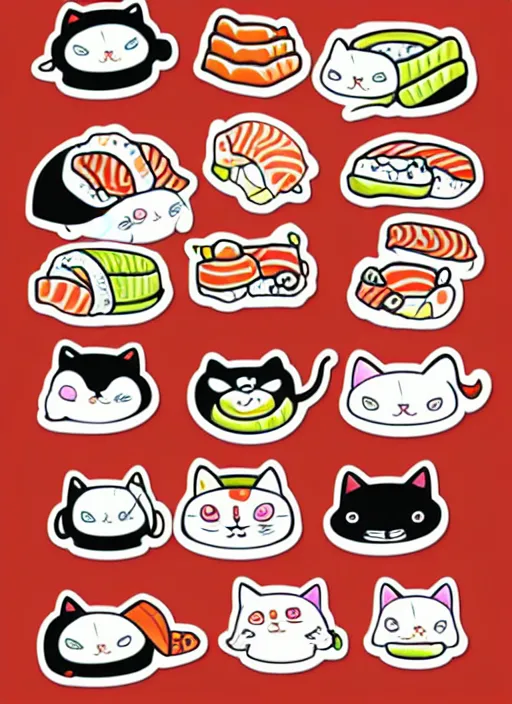 Image similar to sushi cats sticker sheet