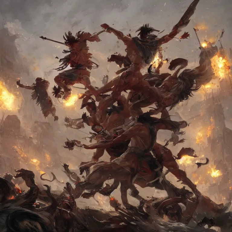 Image similar to clash of the slavo - germanic gods by greg rutkowski