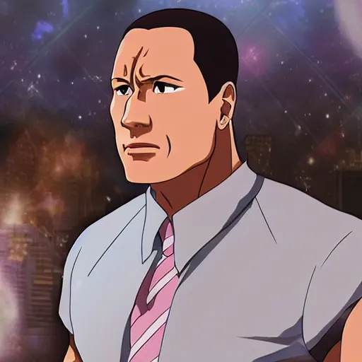 Prompt: Dwayne Johnson as a female anime girl