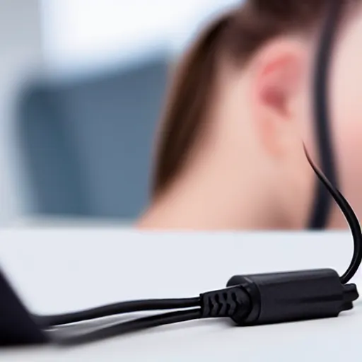 Image similar to usb cable plugged in, back of head, woman, computer, hair clip