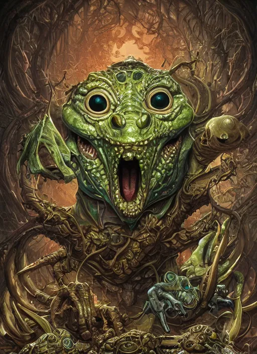 Image similar to ren and stimpy mf doom reptile eyes, metal ren and stimpy skin. intricate, elegant, highly detailed, centered, digital painting, artstation, concept art, smooth, sharp focus, illustration, artgerm, tomasz alen kopera, peter mohrbacher, donato giancola, joseph christian leyendecker, wlop, frank frazetta