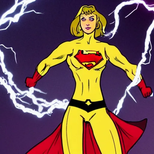 Prompt: female superhero with thunder power