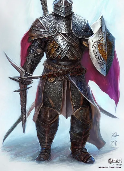 Prompt: knight guard, ultra detailed fantasy, dndbeyond, bright, colourful, realistic, dnd character portrait, full body, pathfinder, pinterest, art by ralph horsley, dnd, rpg, lotr game design fanart by concept art, behance hd, artstation, deviantart, hdr render in unreal engine 5