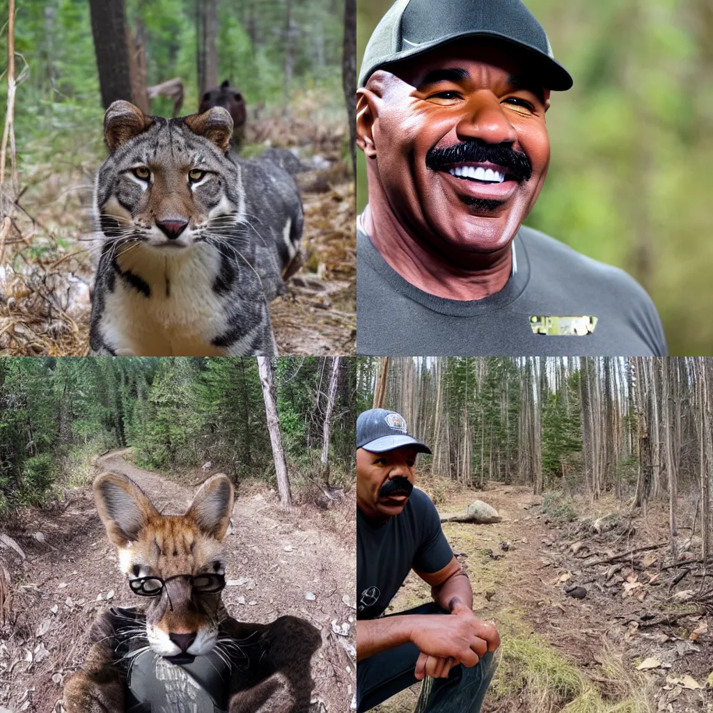 Prompt: Steve Harvey trail cam footage