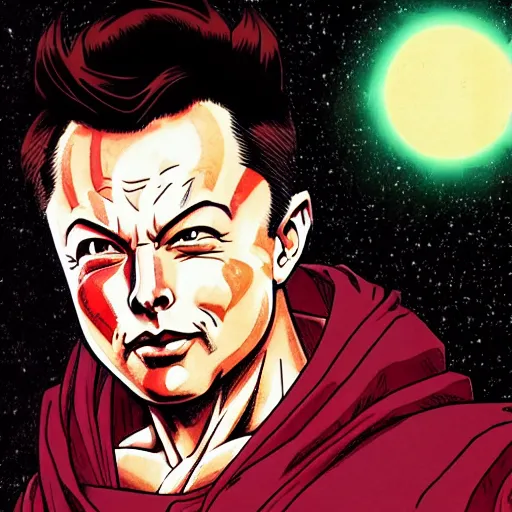 Image similar to franklin booth illustration of elon musk from dragon ball z