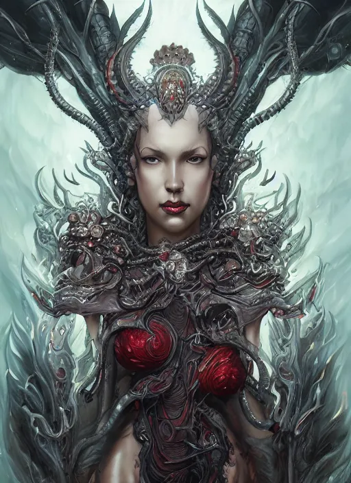 Prompt: a hyper detailed full body portrait of the queen of blades, by tom bagshaw, diablo 4 lilith, by yusuke murata, by hiroya oku, trending on artstation