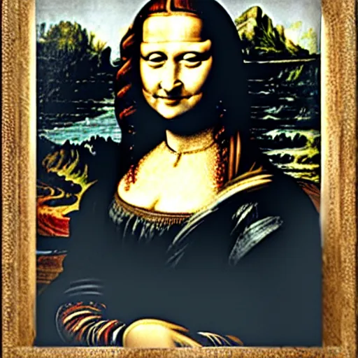 Image similar to monalisa la joconde laughing