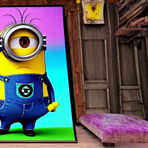 Image similar to Minion giving a thumbs up, photorealistic, hyper detailed, 8k, happy, excited, joy, crazy. Bright colors.