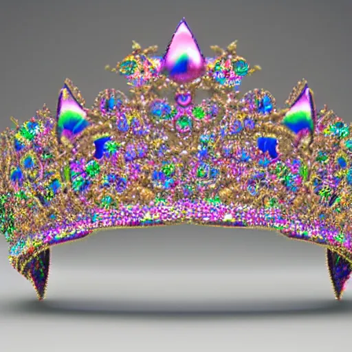Image similar to An unrealistic 3D render of an iridescent crown, Dribbble 8k