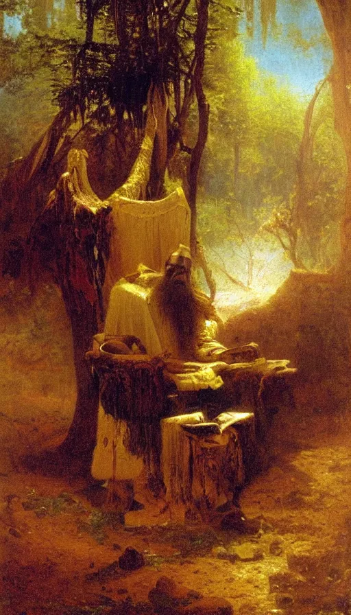 Image similar to portrait of a digital shaman, by albert bierstadt,