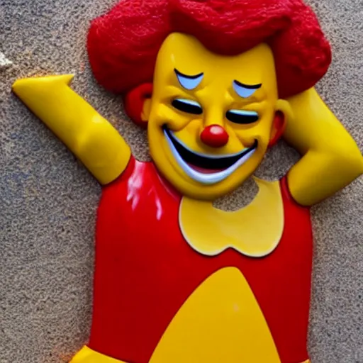 Image similar to ronald mcdonald puking vomiting