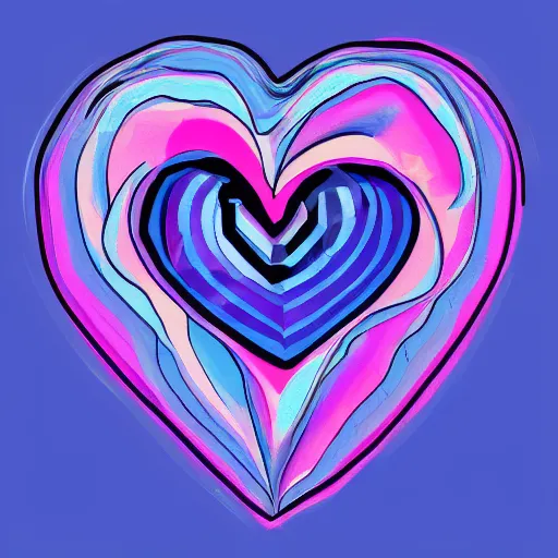 Prompt: a heart made of blue pink and purple in a pop art style, digital art, trending on art station, brush strokes, medium tones