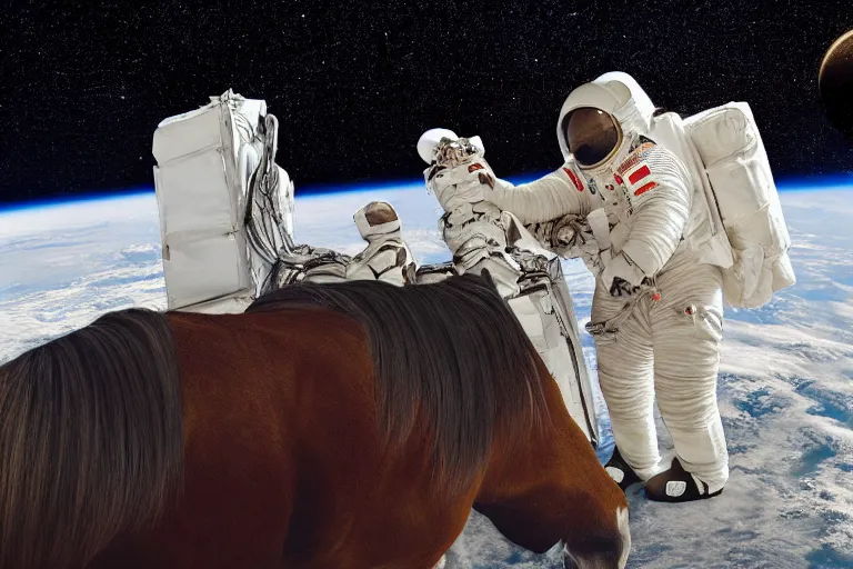 Image similar to horse lying on astronaut