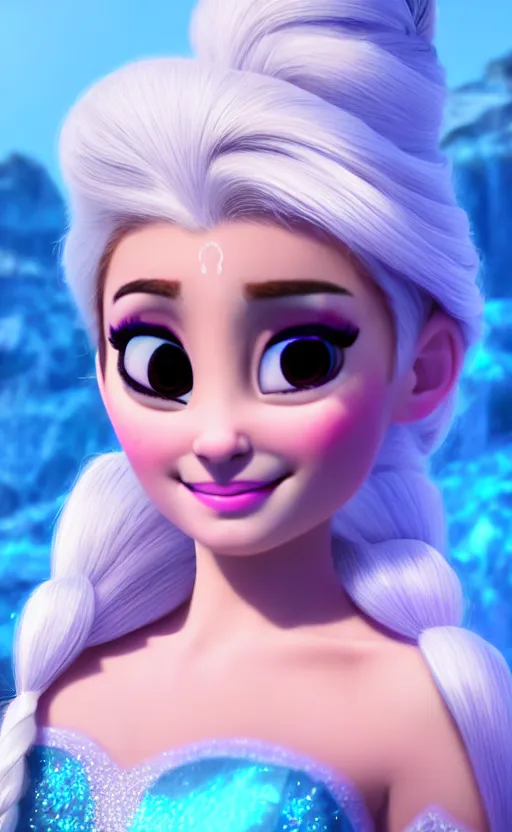 Prompt: ariana grande as elsa from frozen dreamlike with jewelry, character art, hyper detailed, 8 k realistic cryengine, dof, trending on artstation, digital art