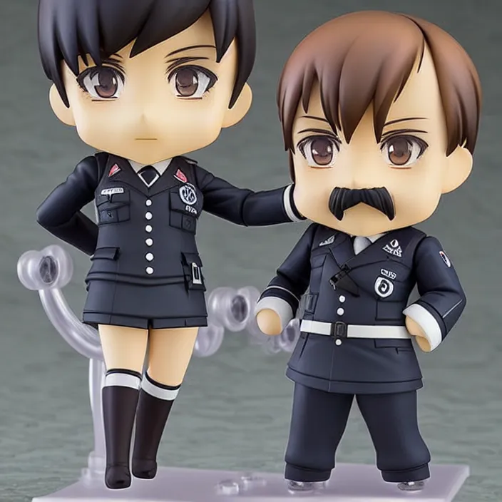 Image similar to An anime Nendoroid of Adolf Hitler with his adolf hitler moustache, figurine, detailed product photo