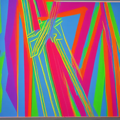 Prompt: sol lewitt wall drawing in neon