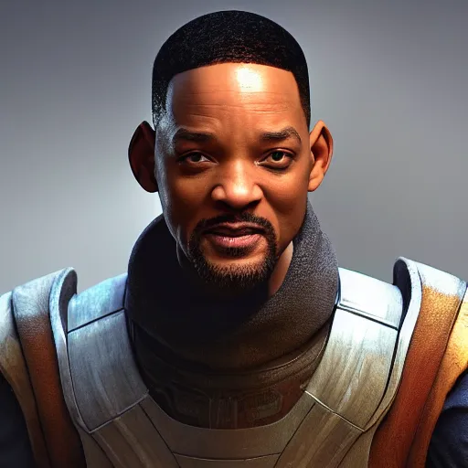 Image similar to will smith as a jedi, starwars, hyper detailed, digital art, trending in artstation, cinematic lighting, studio quality, smooth render, unreal engine 5 rendered, octane rendered