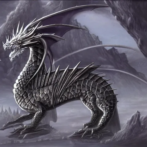 Image similar to a silver dragon, dragonlance.