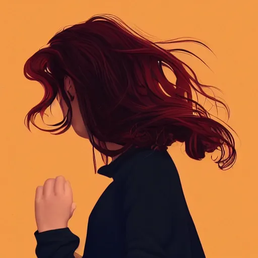 Image similar to girl with medium length red hair. black jumper. no face. centered median photoshop filter cutout vector behance hd jesper ejsing!