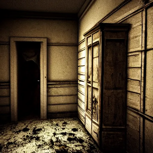 Image similar to haunted asylum with an evil nun hiding in the shadows, realistic, cinematic