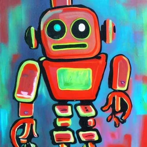Image similar to robot acrylic paint, dried acrylic paint, dried acrylic paint, High Flow Acrylics