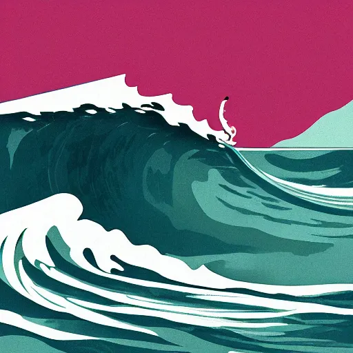 Image similar to Cover of Tatsuro Yamashita's album <Big wave>, digital art.