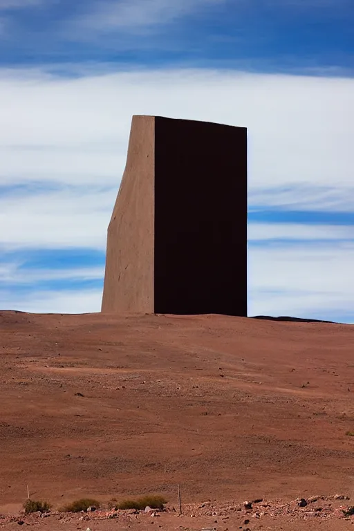 Prompt: brutalist monolith in the atacama desert.