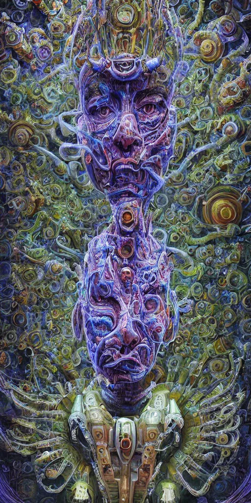 Prompt: biomechanical robot narendra modi made of mandelbulb3d fractals, hyper-realistic futuristic portrait, intricate details, Fractal details, trippy vibrant colors, LSD, hyperdetailed fantasy character, supersharp, hypermaximalist, dramatic lighting, hajime sorayama, brom, Indian prime minister, modi, futuristic portrait of photorealistic Cyborg Modi