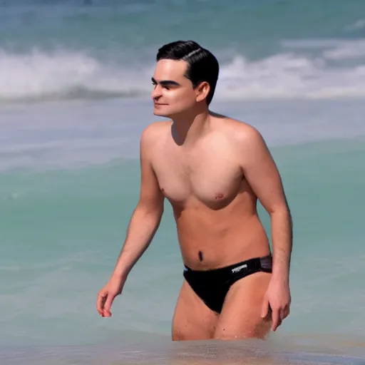 Prompt: ben shapiro in bikini