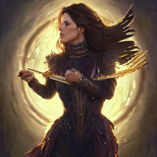 Image similar to Kate Beckinsale covered in honey eating fork, D&D, fantasy, intricate, elegant, highly detailed, digital painting, artstation, concept art, matte, sharp focus, illustration, hearthstone, art by Artgerm and Greg Rutkowski and Alphonse Mucha