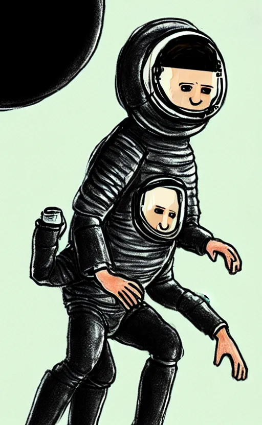 Image similar to man with a horse mask is standing on crawling astronaut, concept art, monthy python sketch, high fidelity details