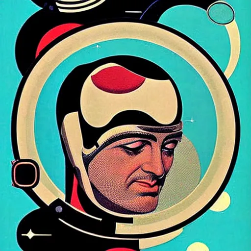 Image similar to legendary space warrior salman rushdie from the year 3 0 0 0, portrait by coles phillips