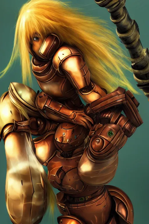 Prompt: an in game portrait of samus aran from dark souls, dark souls art style.