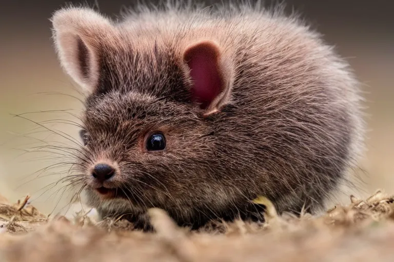 Image similar to a pudu chinchilla!!! hybrid! hyper realistic!! realistic lighting!! wildlife photographer of the year!!! bold natural colors, national geographic, hd, wide angle, 8 k