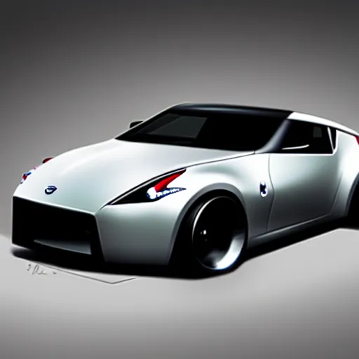Image similar to a supercar design loosely based on the nissan 3 7 0 z, concept car, by ash thorp