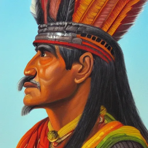 Image similar to a portrait of a Indian warrior oil painting