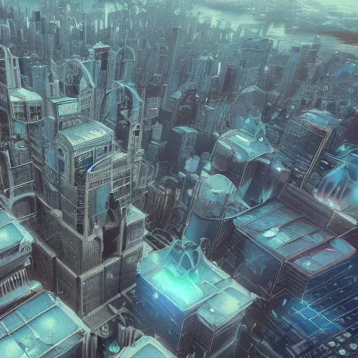 Image similar to city on jupiter, get a bird's eye view, fantasy, unreal engine, octane render, very detail