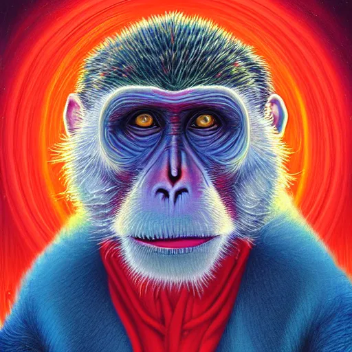 Prompt: Snow Monkey By Casey Weldon and Martine Johana, rich colors, intricate, elegant, highly detailed, high contrast, vivid colors, centered, digital painting, artstation, concept art, smooth, sharp focus, HDR, illustration