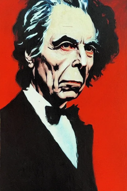 Image similar to portrait of bertrand russell as villain, by basil gogos