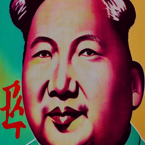 Prompt: portrait of chairman mao with the face of marilyn monroe a psychdelic poster