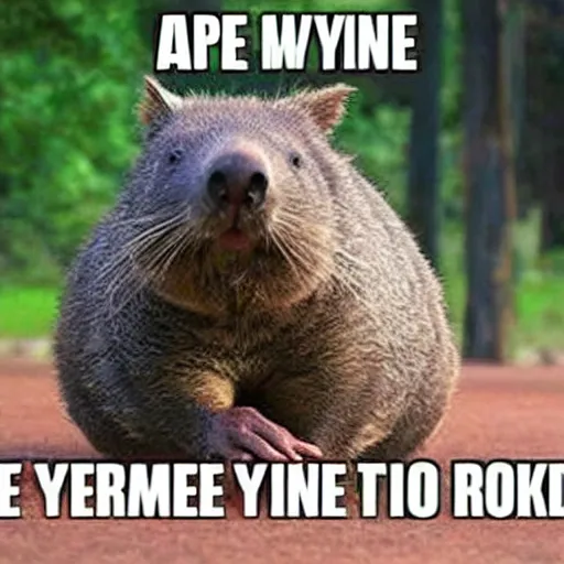 Image similar to a meme image of a wombat saying i like riding on a bicycle