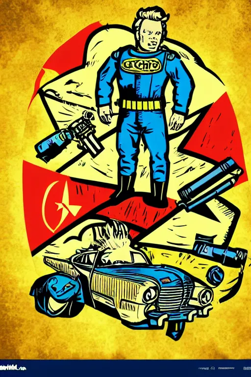 Image similar to fallout 7 6 retro futurist illustration art by butcher billy, sticker, colorful, illustration, highly detailed, simple, smooth and clean vector curves, no jagged lines, vector art, smooth andy warhol style