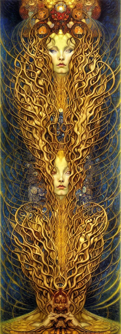 Image similar to Divine Chaos Engine by Karol Bak, Jean Delville, William Blake, Gustav Klimt, and Vincent Van Gogh, symbolist, visionary