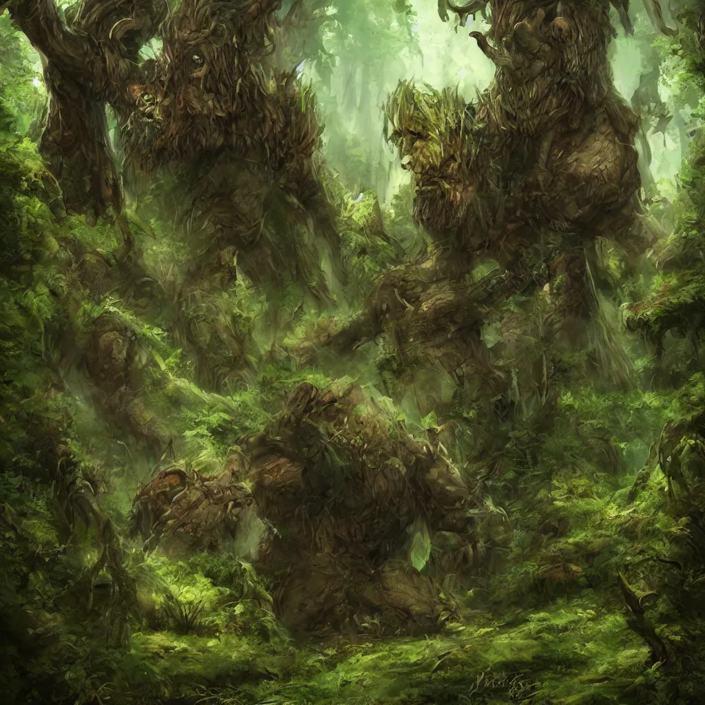 Image similar to a giant troll in the forest. fantasy art. artstation detailed. 4k