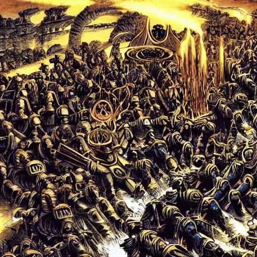 Image similar to illustration. a billion psykers lined to be sacrificed to the emperor.