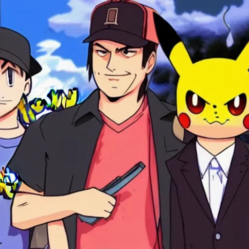 Prompt: quentin tarantino in the pokemon anime